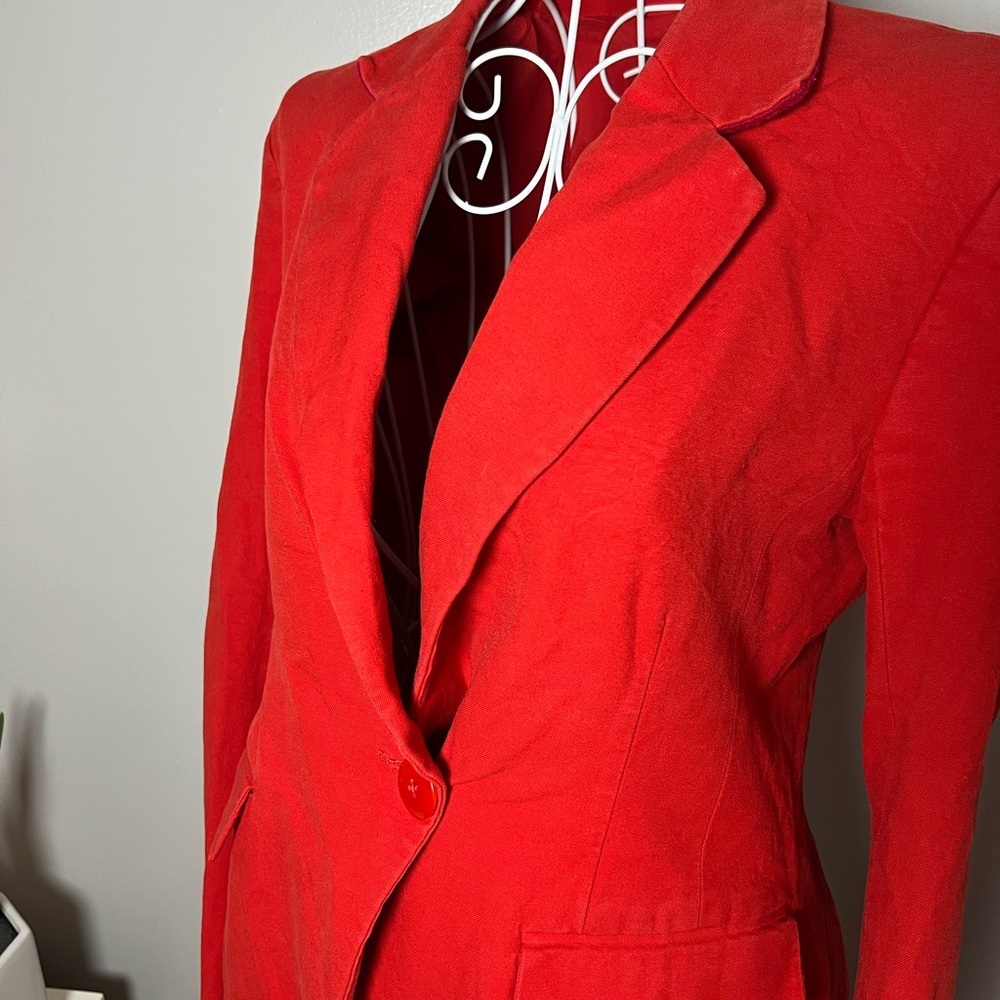 Derek Lam 10 Crosby Noah Single Breasted Jacket Tomato Red Career Cotton Size 4 - Picture 3 of 8